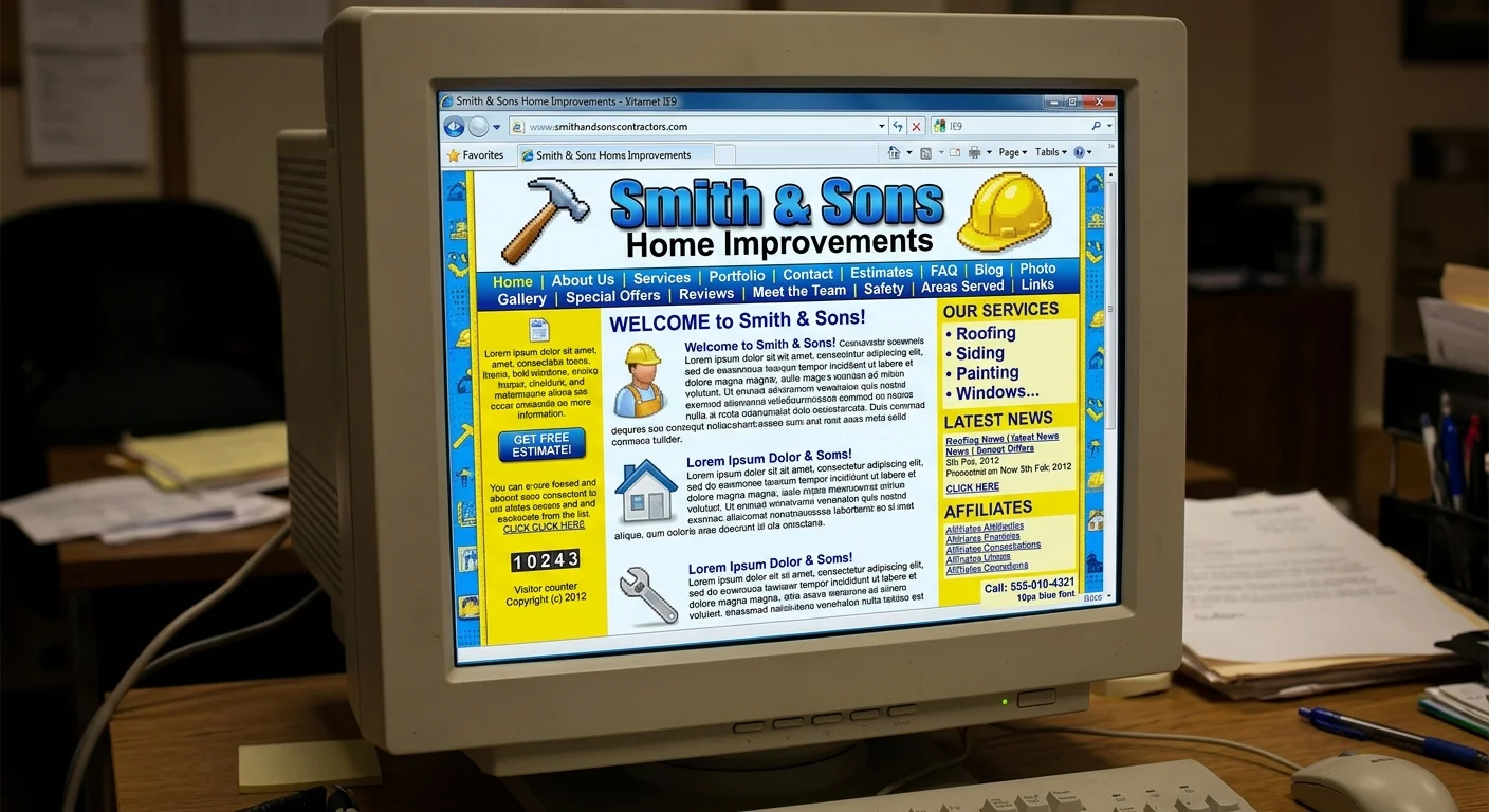 Example of an outdated contractor website before modernization